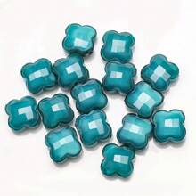 30 hạt pha lê hình cỏ ba lá 4 lá màu ngọc bích 12mm khắc tinh thể có lỗ ở giữa dùng làm phụ kiện trang sức DIY - Cỏ bốn lá ngàn hoa - Xem 25