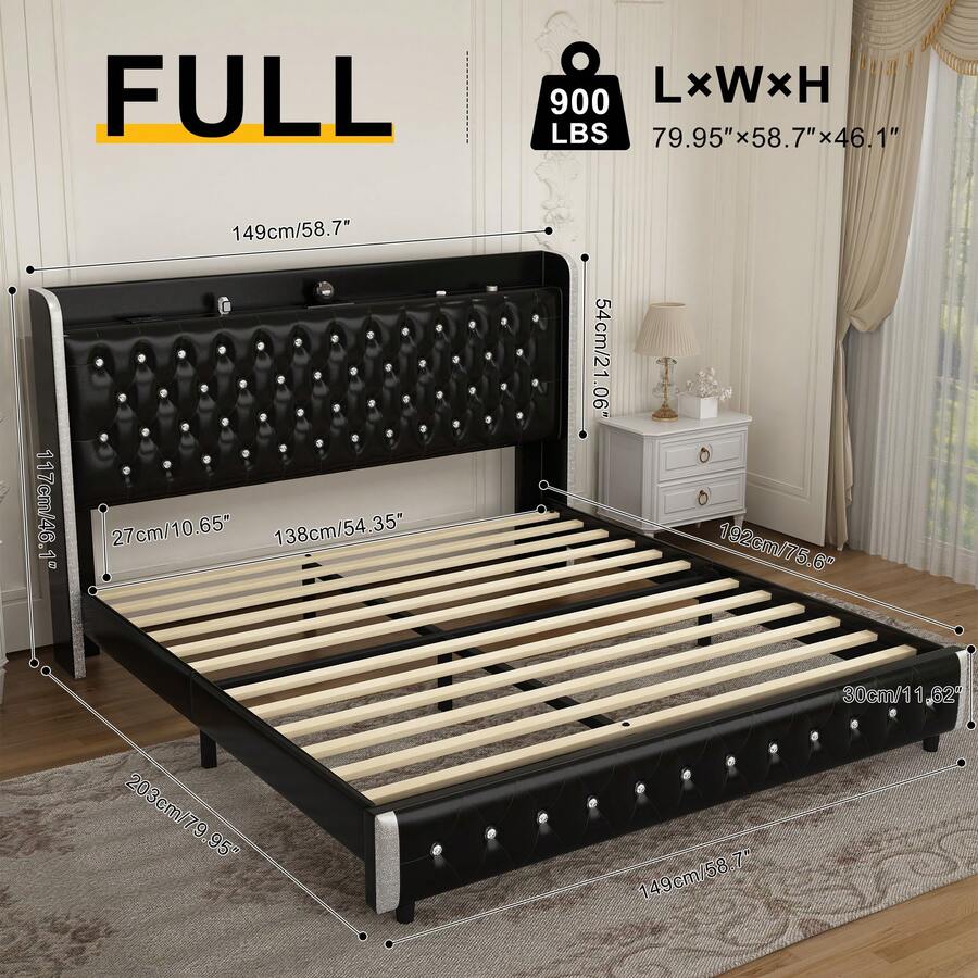 Queen LED Bed Frame With Galaxy Projector, Bluetooth Speakers, USB