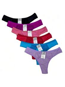 Kit With 05 Thong Panties, Lace, Microfiber, Polyamide, - Multicolor - View 11