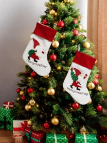 1pc/2pcs Velvet Christmas Stocking, 14.96inch With Cartoon Santa Claus Backpack Design, Suitable For Holiday Party Scene Decoration, DIY Christmas Tree Home Decor Hanging Ornaments - Multicolor - View 2