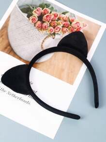 1 pieza Diadema con orejas de gato, elegante y sencilla, apropiada para el uso diario y el tránsito de mujeres - Negro - Ver 13