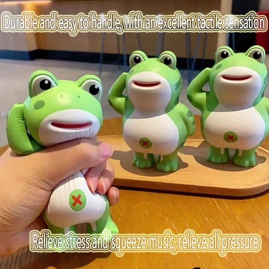 Pressure Relief Doll, Saluting Frog Design, Slow Rebound Figurine, Cute