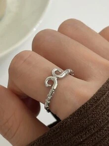 1 件时尚复古中国风 S925 纯银孙悟空头饰可调节戒指，精致独特的设计，高端男女通用，适合日常、派对和聚会佩戴，优质珠宝 - 銀色 - 查看 2