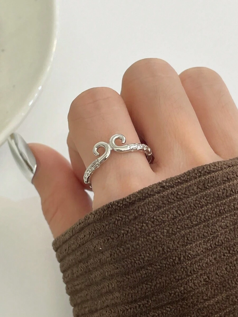 1 件时尚复古中国风 S925 纯银孙悟空头饰可调节戒指，精致独特的设计，高端男女通用，适合日常、派对和聚会佩戴，优质珠宝 - 銀色 - 查看 1