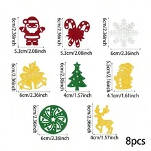 1 套彩色闪光驯鹿蛋糕装饰，圣诞派对装饰氛围装饰品 - 彩色 - 查看 8