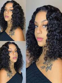 Short Bob Wig Human Hair Deep Wave Lace Front Wigs Human Hair Pre Plucked 11*4*0.5 Lace Bob Human Hair Wigs For Women Brazilian Virgin Human Hair Curly Bob Wigs Natural Color - SNatural - View 3