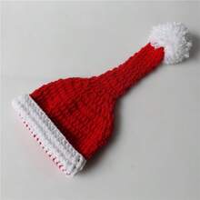 Set de 2 piezas Gorro de Papá Noel de ganchillo y tirantes para bebé recién nacido, disfraz de fotografía de recién nacido, gorro de Papá Noel de ganchillo con pantalones cortos y tirantes, decoraciones y regalos para baby shower, regalos de Pascua para niñas/niños