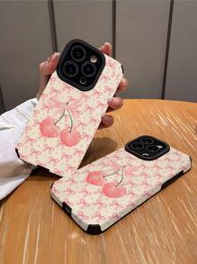 1 件少女粉樱桃蝴蝶结图案哑光防摔柔软 TPU 手机壳适用于 iPhone 和三星 S15/S15Plus/S15Pro/S15ProMax - 彩色 - 查看 3