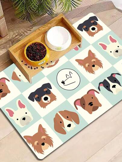 1 Pc 50cm*80cm Pet Feeding Mat, Absorbent Cat Food DogFood Mat, Cat Dog Mat, Quick Dry Non-Slip, EasyCleaning Cat Dog Water Dispenser Mat, PetSupplies, Cat Dog Water Bowl Mat