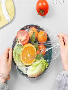 100pcs PE Food Preservative Covers, Elastic Plastic Bags, Food Packaging, Simplest Kitchen Food Covers, Round Plate Covers, Shower Caps, Storage Cabinets, Kitchen Organizers, Kitchen Supplies, Room Decor, Home Decor - White - View 7