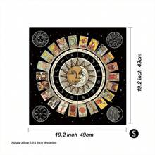 1pc  Card Tablecloth Altar Cloth Wheel Of The Zodiac Astrology Chart Sun Moon Witchcraft Oracle Cards Pads For Room Home Decor - Black - View 9