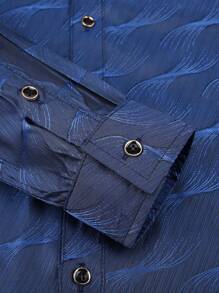 Chemise décontractée à manches longues à boutons devant imprimée en intégralité pour hommes