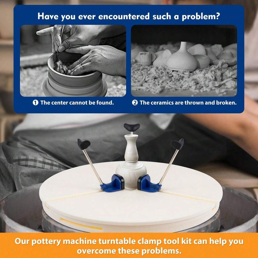 Pottery Wheel Ceramic Trim Holder Centers Clip Polymer Scraping Repair Tool - White+Blue - View 1