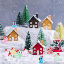 12/24/40/100Pcs Christmas Mini Resin Ducks Glitter Miniature Christmas Hat Duck Figures Tiny Duck Ornaments Micro Landscape Fairy Garden Accessories(Random Color)