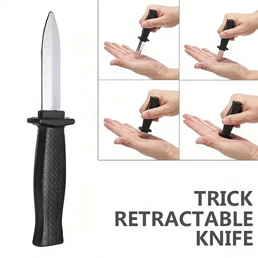 Random Shape 1Pc Magic Props Toy, Tricky Toy, Clown Magic Plastic Telescopic Knife, Clown Prank Prop Knife, Horror Trick Fake Funny - Multicolor - View 1