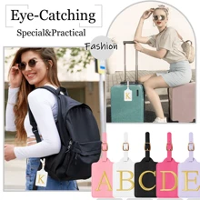 Initial Luggage Tags Monogrammed PU Leather Luggage Tags Embroidered Luggage Tags For Suitcases Travel Luggage Tags For Baggage Bags(White) Luggage Tag Travel Accessories Travel Essentials Travel Organizer For Beach Summer Vacation Back To School Bag For School School Accessories School Stuff