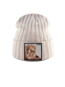 KKISSBAOBEI 1 件山羊刺绣贴针织帽，适合休闲、运动、派对秋季装扮