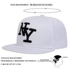 1Piece Men NY Letter Embroidered Hip Hop Hat Outdoor Adjustable Sunscreen Leisure Hat Spring Autumn Travel Tourism Beach Vacation - 白色 - 查看 4