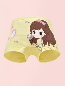 4 piezas de bragas con estampado de dibujos animados lindas para niñas preadolescentes - Multicolor - Ver 5