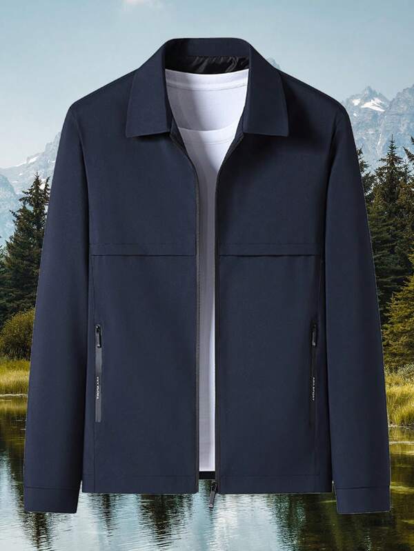 Men's Plain Casual Business Jacket With Lapel