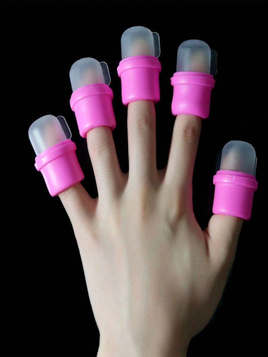 10件/20件/30件/套美甲硅胶卸甲套装卸甲器粉色卸甲油手指套装卸甲器手指套装手指分离器手指分离卸甲工具美甲工具,美甲用品,美甲工具,美甲工具,返校,指甲,按压指甲用美甲工具 - 粉色 - 查看 1