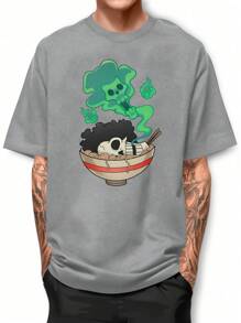 Brook One Piece Ramen Shirt 100% Cotton T-Shirt - Màu Xám nhạt - Xem 1