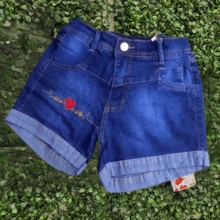 Short Jeans With Elastane: Folded Hem, Exclusive Embroidery - Wholesale Sizes 36 To 46 - 藍色 - 查看 1
