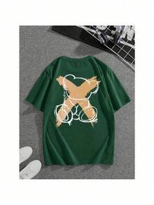 Unisex Street Style Letter T-Shirt 100% Cotton SILPJ1 - xanh quân đội - Xem 4