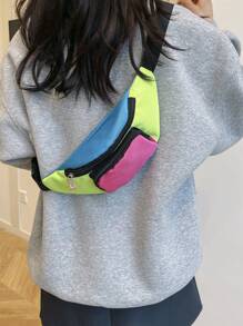 Women's Fashionable Waist & Chest Bag Combo, Color Blocking Shoulder Messenger Bag, Oxford Cloth Multi-Function Bag - Multicolor - View 9