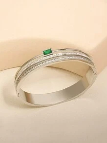 1 chiếc vòng tay thép không gỉ mạ vàng 18K cổ điển, được trang trí bằng đá giả, thích hợp cho phụ nữ đeo hàng ngày và làm quà tặng - vòng đeo tay - Xem 11