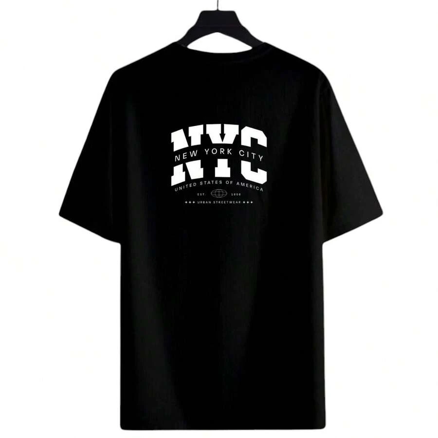 NYC Women's Black And White Short Sleeve T-Shirt - 黑色 - 查看 1