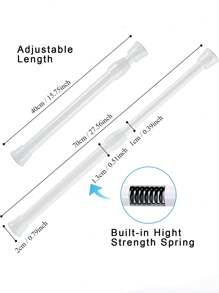 2pcs Adjustable Spring Tension Curtain Rod, Expandable Curtain Pole Suitable For Windows, Bathroom, Cabinets And Kitchen Gifts Birthday Graduation - White - View 16