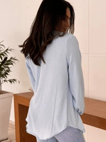 Women's Chemise And Cropped Elastane Set - Baby Blue - View 6