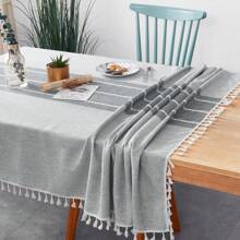 1pc Rectangular Tablecloth, Rustic Linen Dust-Proof, Wrinkle-Resistant, Fade-Proof Tableware For Kitchen, Dining Room, Holiday Party Dinner Fabric Table Cover