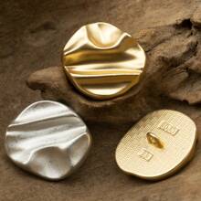 Áo khoác Blazer kim loại vàng hình học bất đối xứng, cúc kim loại denim, áo khoác ngoài cong màu bạc mờ, cúc - Nhiều màu - Xem 6