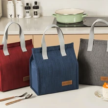 1pc Minimalist Vertical Lunch Bag, Student Insulated Lunch Box Bag, Office Worker Food Container Carry Bag, Large Capacity