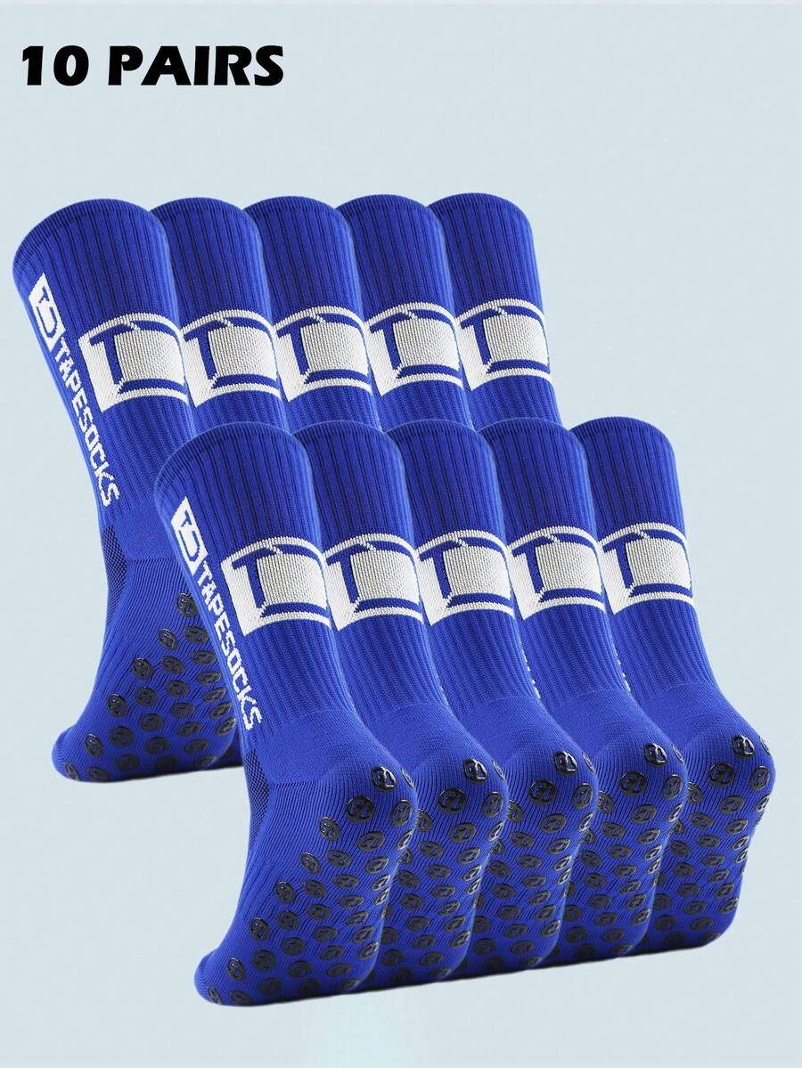 10 Pairs Men's Soccer Socks With Grip, Non Slip Anti Slip Athletic