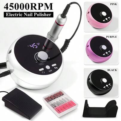 LIMEGIRL New Professional Nail Drill 45,000RPM, Suitable For Acrylic Nails & Gel Nail Polish, Electric Nail File Set, Super Quiet, New Polishing Pen Nail Grinding Kit, For Home And Salon Use, Comes With 6 Sanding Bands And Drill Bits