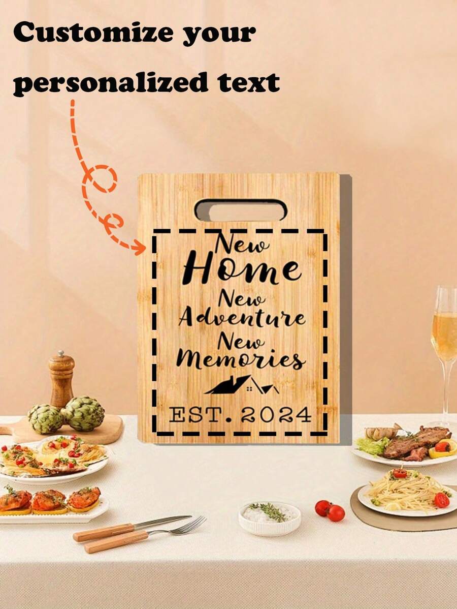 Customized Laser Engraved Commemorative Cutting Board Household Reversible Vegetable Board Portable Festival - Beige - View 1