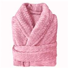 Men's Women's Adult Unisex Fleece Terry Blanket Bathrobe With Pocket - 深玫瑰色 - 查看 2