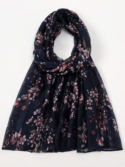 1pc Polyester (Polyester) Ditsy Floral Casual Elegant Light Business Party Balinese Scarf, Spring Autumn Winter