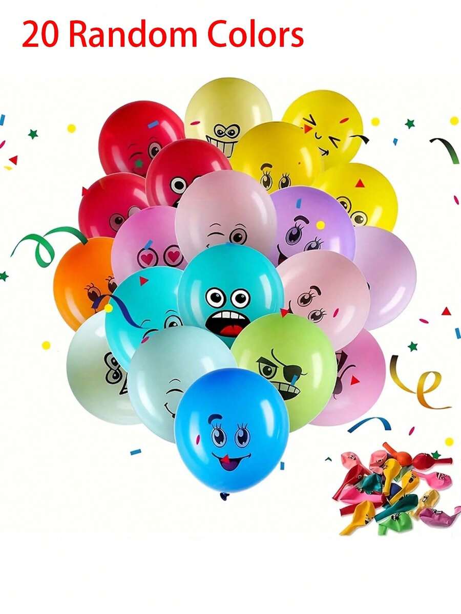 20 quả bóng bay cao su mặt cười sống động - Trang trí tiệc nhiều màu sắc cho đám cưới, lễ kỷ niệm Halloween và Giáng sinh - Nhiều màu, bơm hơi, tái sử dụng, Giáng sinh - Nhiều màu - Xem 1