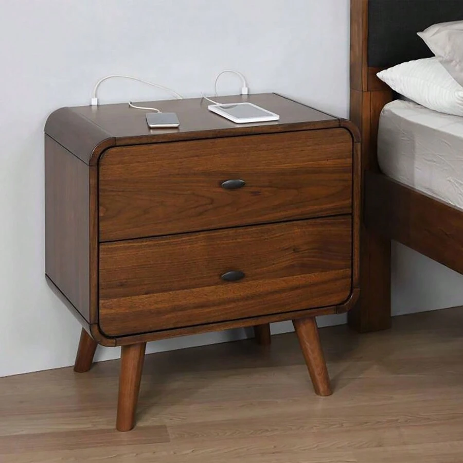 Dark Walnut 2Drawer Nightstand SHEIN USA