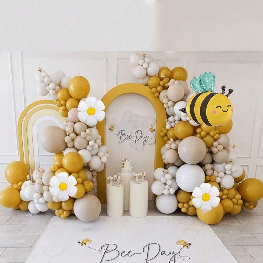 Bộ 140 vòng hoa bóng bay chủ đề ong và hoa cúc thích hợp cho trang trí tiệc sinh nhật, tiệc Phục sinh mùa xuân, kỷ niệm ngày cưới, trang trí ngày lễ tình nhân, trang trí nhà cửa, giáng sinh - Nhiều màu - Xem 1