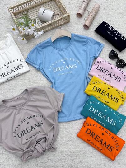 T-Shirts feminina manga curta 100% algoodao "DREAMS"
