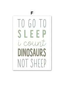 1pc Boy Room Wall Art Print Cartoon Dinosaur Roar Quotes Nursery Canvas Painting Nordic Poster Wall Pictures Kids Room School Decor No Frame - Multicolor - View 22