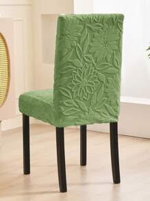 1pc High Elasticity Flowers Pattern Chair Cover, Modern Polyester Washable Seat Dust Protector, Suitable For Restaurant, Hotel, All Seasons - Green - View 2