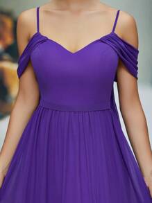 High-End Graduation Dress Made Of Strappy Pearl Chiffon With A Split Front And Rear Piece,Bridesmaid Dress - Purple - View 4