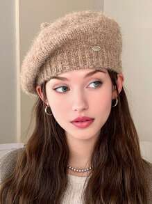 1 Berretto basco di lana soffice per donna, in tinta unita, adatto per l'uso quotidiano in autunno e inverno, lavabile a mano ma non in lavatrice