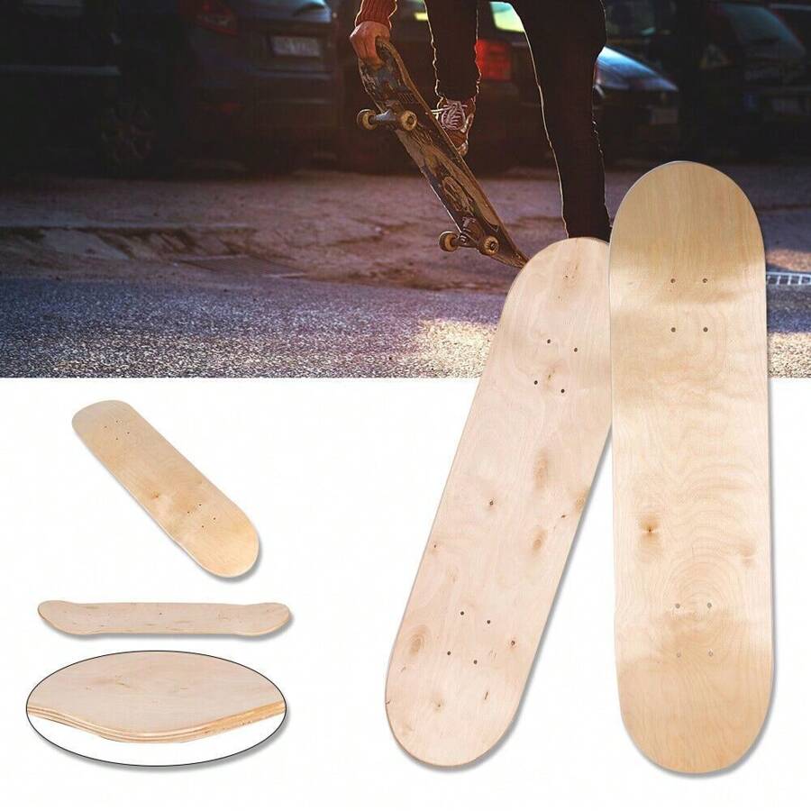 8inch 8-Layer Maple Blank Double Concave Skateboards Natural Skate Deck Board - Variant1 - View 1